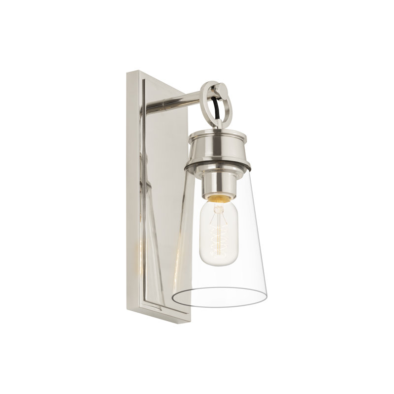 Bertina Armed Sconce, Polished Nickel, 12" H x 4.5" W x 6" D