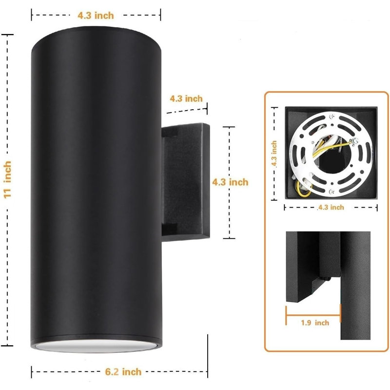 Outdoor Wall Light, Exterior Lighting - ETL Listed, 2 Light Bulbs Included, Aluminum Waterproof Wall Mount Cylinder Design - Up Down Light Fixture For Porch, Backyard And Patio