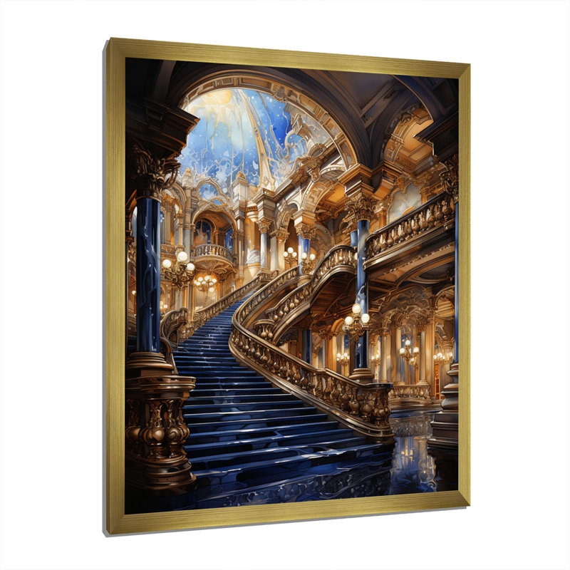 Yasa, beige, noir, Mexique, Palacio De Bellas, Encadrement doré, H 32 po x l 24 po x P 1 po