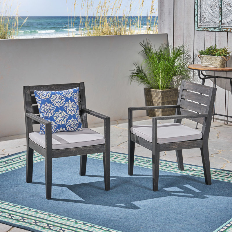 Chaise de salle à manger (2), gris foncé - bois avec coussins d'eau, idéale pour toutes les chaises de table (2) crème exquise fabriquée à la main