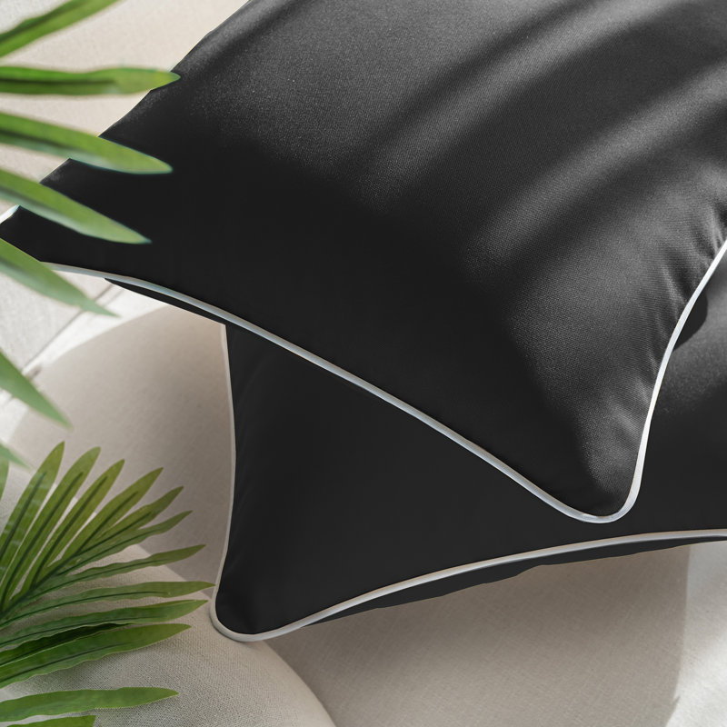 Housse de coussin d'extérieur Phantoscope, Carré 18 po, Noir, Polyester