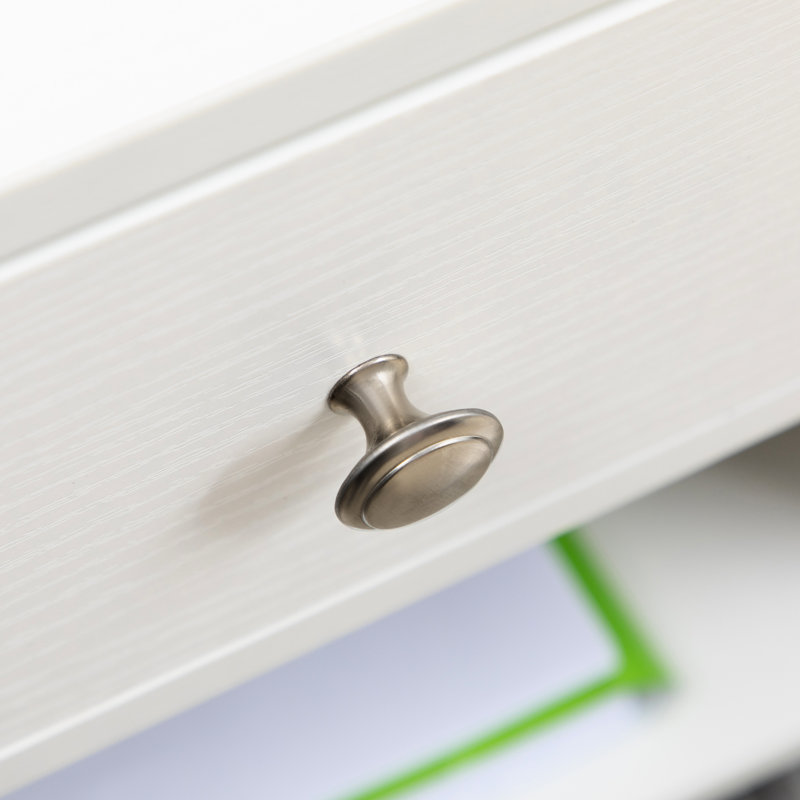 Chariot d'imprimante roulant blanc avec tablette réglable, tiroir et tablette de support