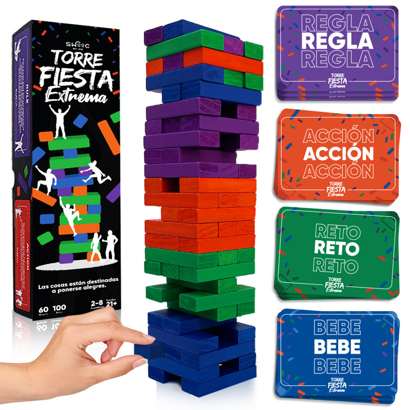 Jeux Swooc - Tour Fiesta Extrema - 100 Comandos Originales, 60 Bloque Multicolor et miles de Combinaciones de Re Douglas Divertidísimas