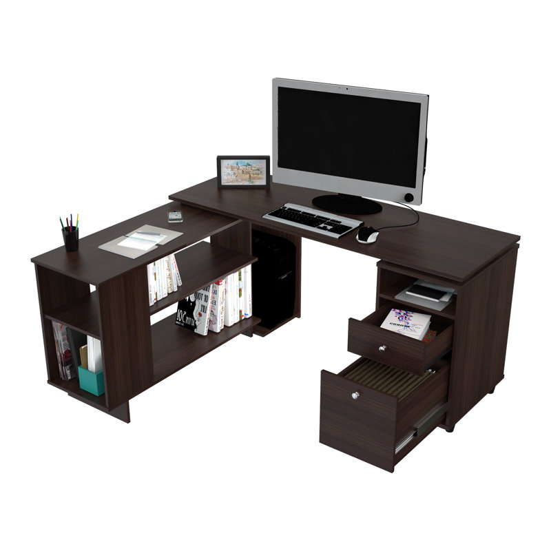 Bureau en L réversible Bror, Espresso