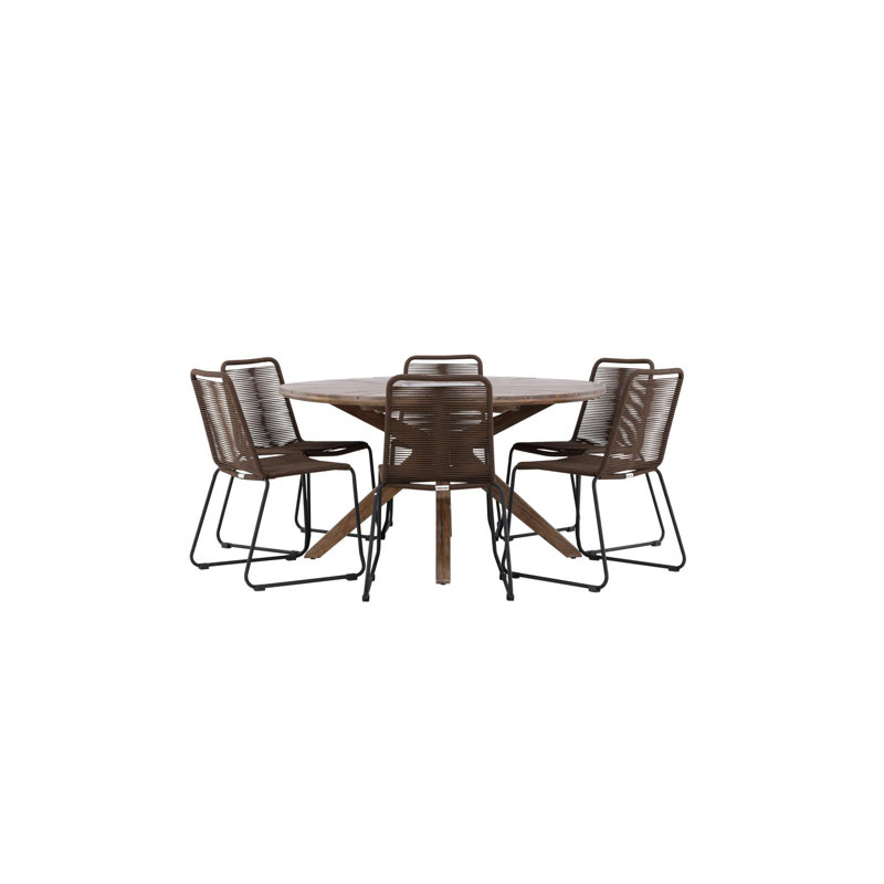 Ashtyn 6 - Person Patio Dining Set with Round Table, Brown