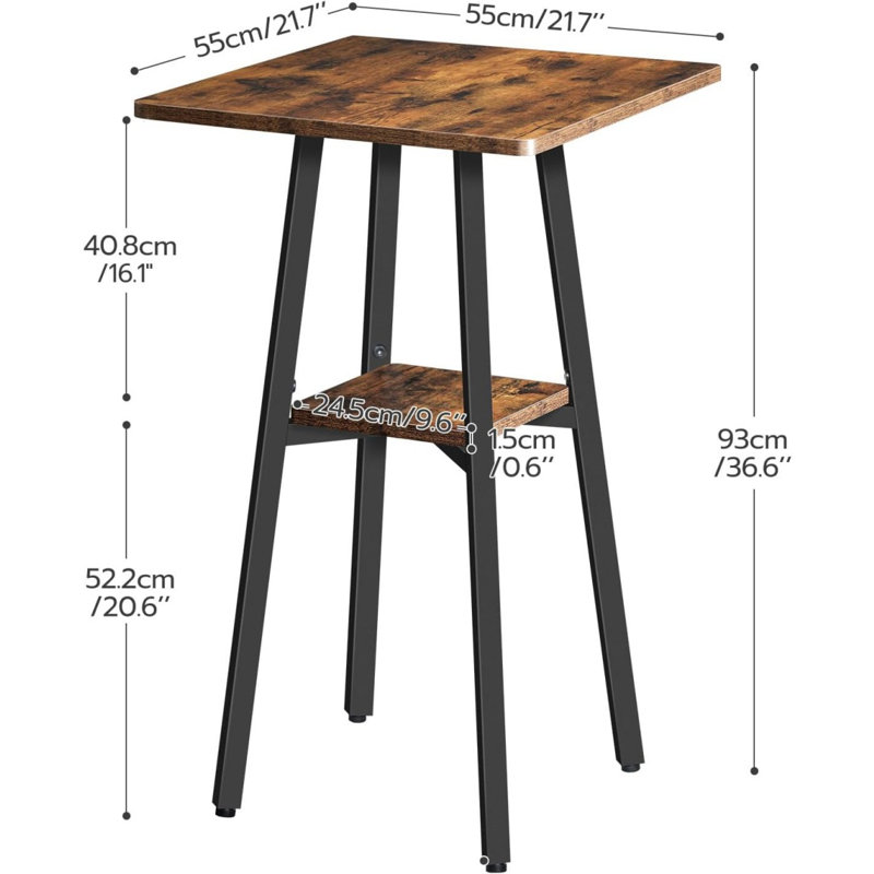Bar Table, 2-Tier High Top Pub Table, Counter Height Table With Storage, Small Kitchen Dining Table, 36.6" High Bar Table For Living Room Party, Easy To Assemble, Black