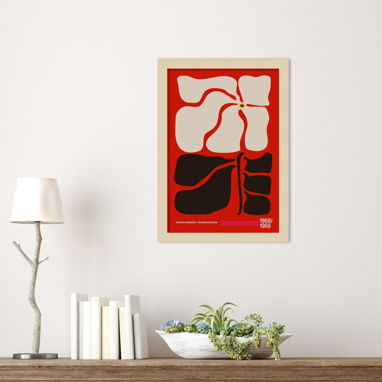English Gardens Red by Frances Collett, Brown, 17" H x 12" W x 1" D