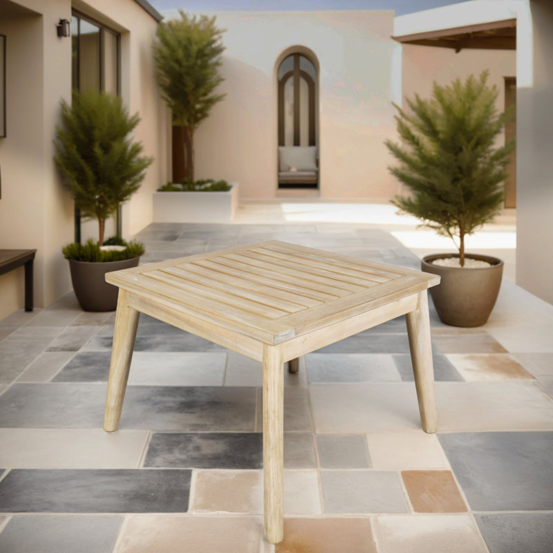 Table d'appoint carrée d'extérieur en acacia