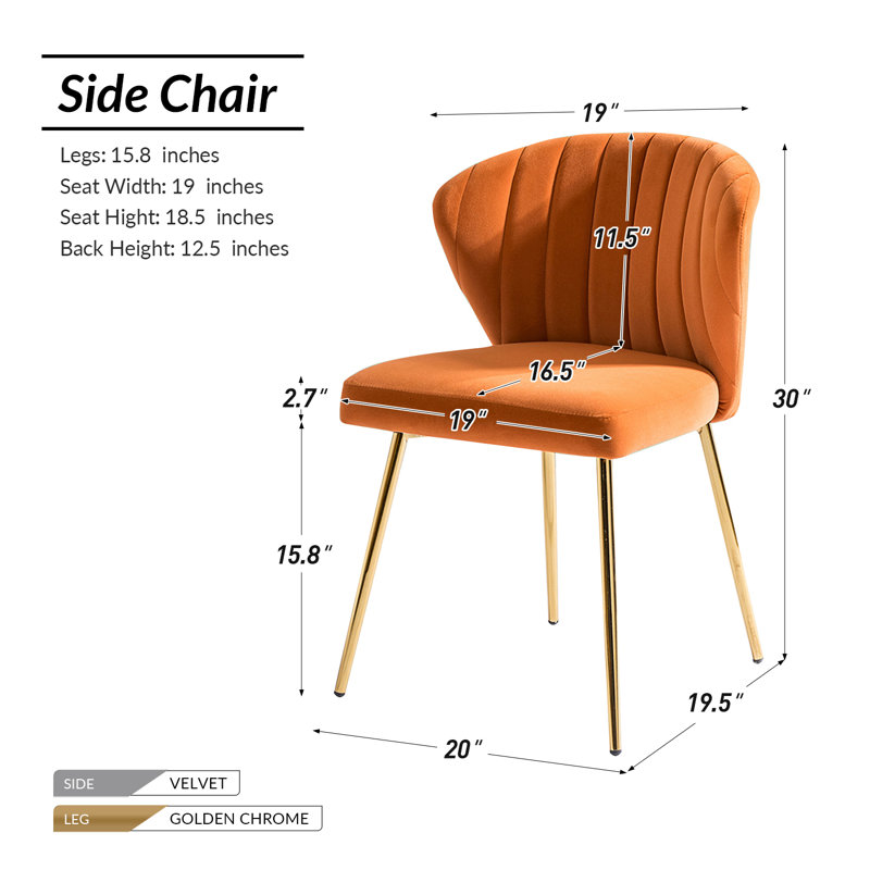 Chaise à oreilles Leona, Velours orange