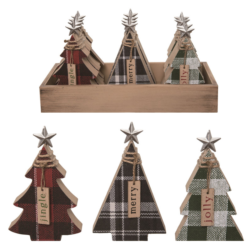  Ensemble de 12 arbres en bois multicolores en bois