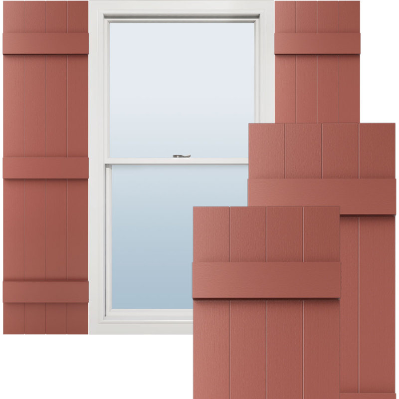 Vinyle à vie, quatre planches jointes TailorMade, volets Board-n-Batten, avec cages à volets, H 55 po x l 14 po x P 1 po