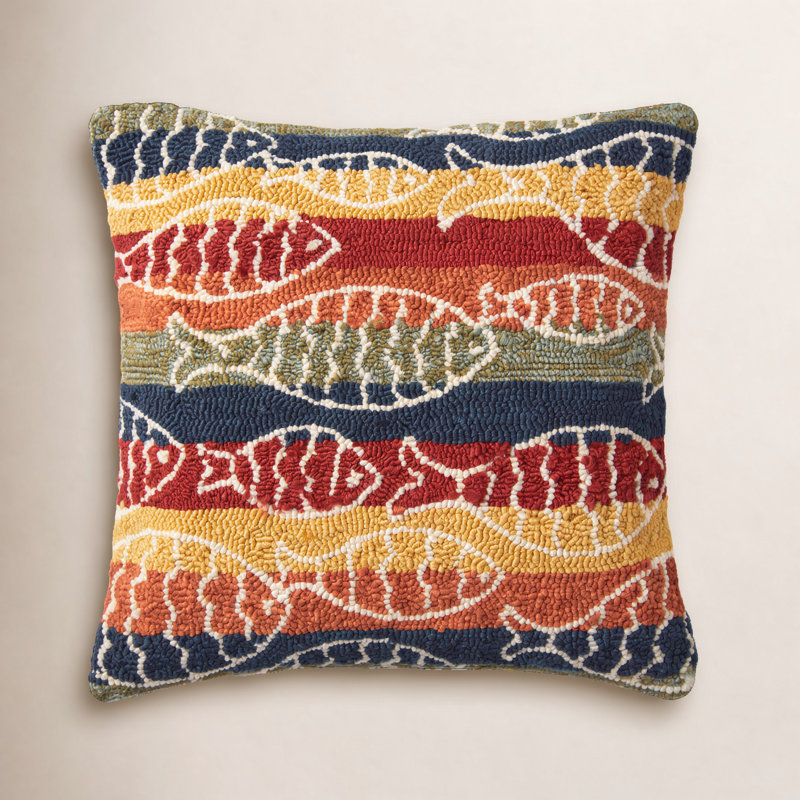 Cavett Embroidered Outdoor Reversible Throw Pillow, Down, Multicolor