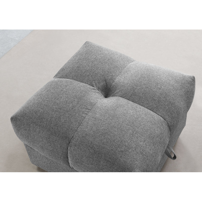 Leanette Upholstered Sofa Bed & Ottoman Set, Light Grey