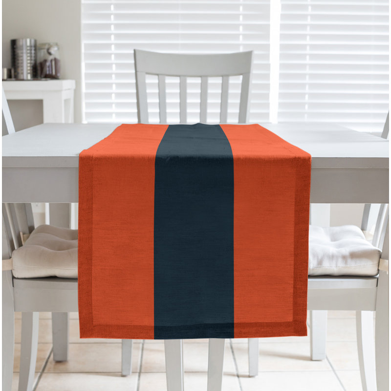 New Orleans Football Stripes Table Runner, 72" x 16", Polyester, Chicago Throwback Football Orange/Navy