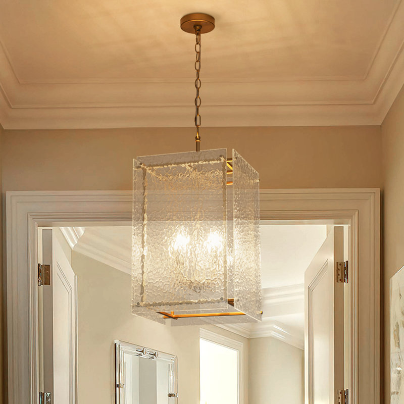 Qudarius 4 - Light Dimmable Lantern Square / Rectangle Pendant, Gold