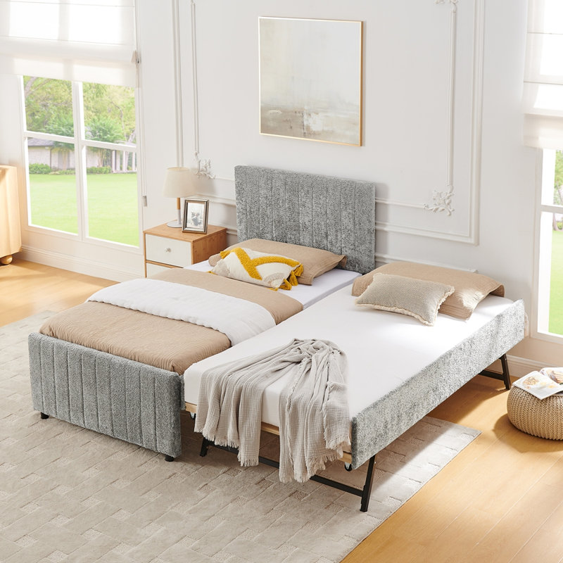 Lit simple Hund Trundle, Gray, Twin