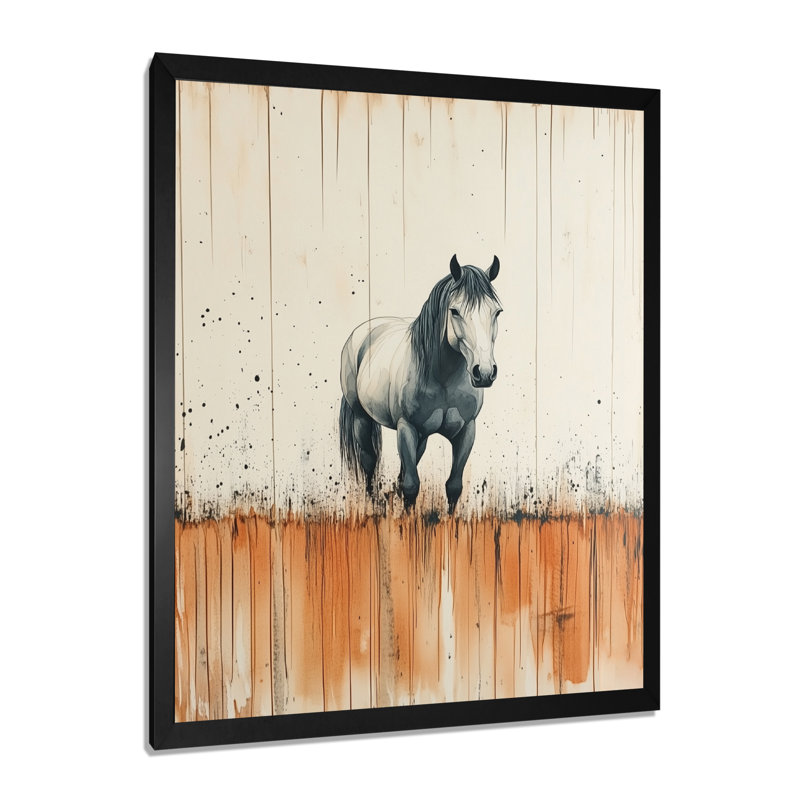 Portrait d'un cheval gris, force tranquille II - Tableau animalier encadré, 40" H x 30" W, Black Picture Framed
