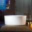 Baignoire tourbillonnante autoportante à double bain à bulles 59 L x 31 1/2 po avec panneau de contrôle à DEL, chromothérapie-108467068-98728268