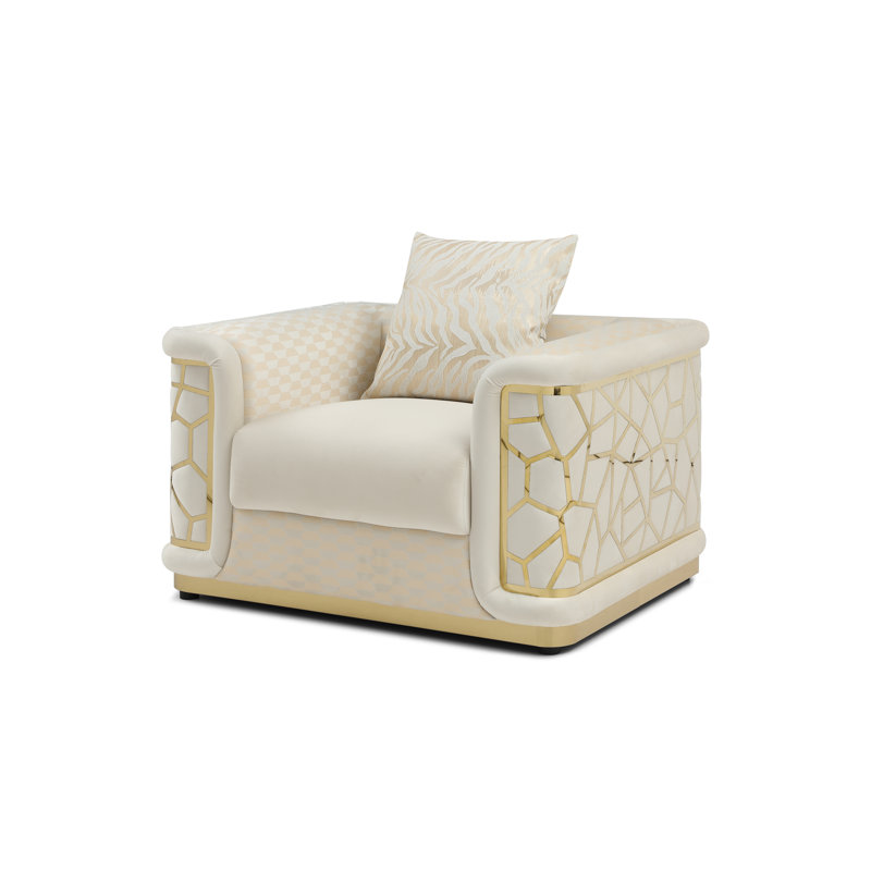 Gayton Velvet Chair And A Half, Ivory Velvet