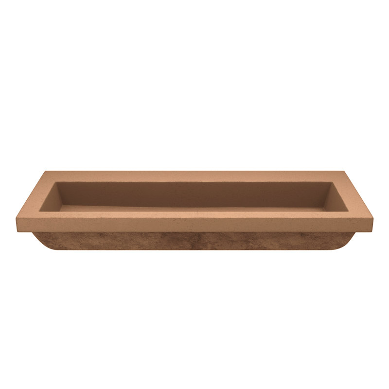 Trough Concrete Handmade Rectangular Drop-in Bathroom Sink, Terracotta, No Faucet Hole