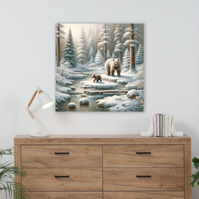 " Winter Serenity: Majestic Bears In Snow-Covered Forest Landscape "