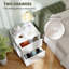 Table de chevet, table de chevet avec 2 tiroirs, style Mid-Century, blanc