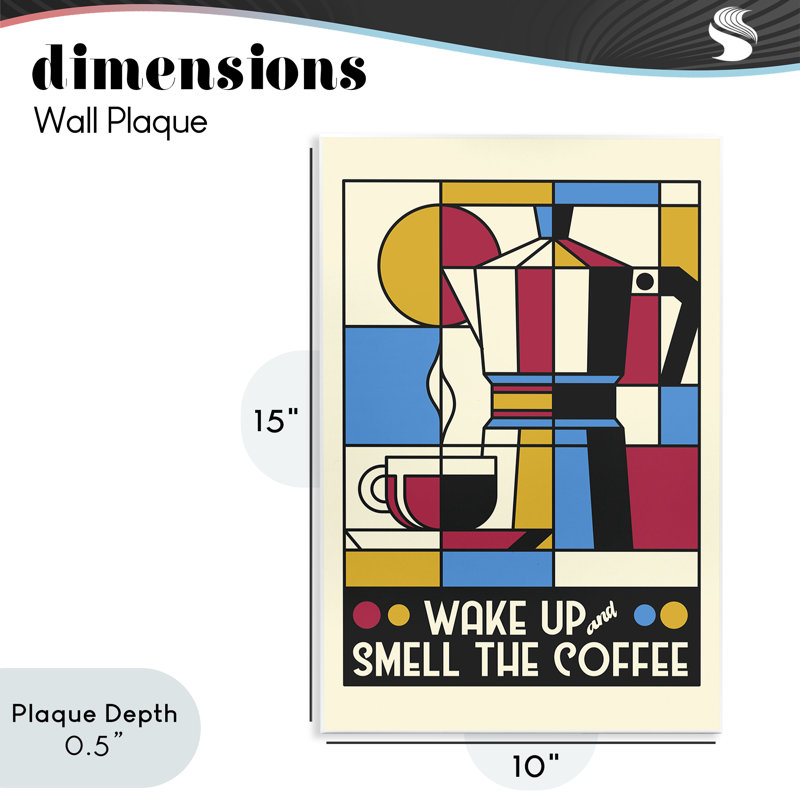 Plaque murale rétro «Wake Up & Smell Coffee» par Tobe Fonseca, H 15 po x l 10 po