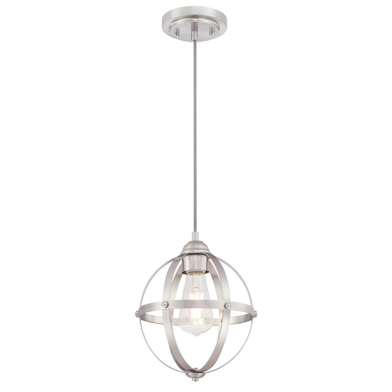 Luminaire suspendu sphère 1 lumière Genna, Nickel brossé