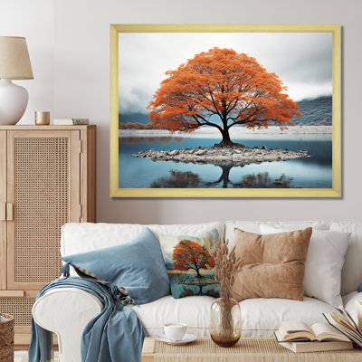 " Orange Tree Autumn Whispers I " Mixed Media Print
