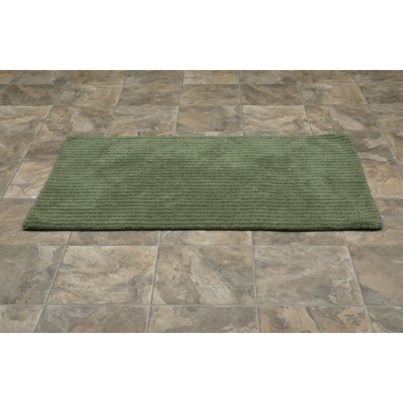 Viridian Nylon Bath Rug with Non-Slip Backing, 24" x 40", Deep Fern