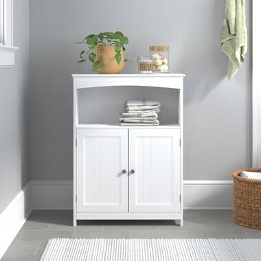 Jonice Bathroom Floor Storage Cabinet, Wooden Free Standing Storage Organizer with 2 Doors & Shelves Winston Porter