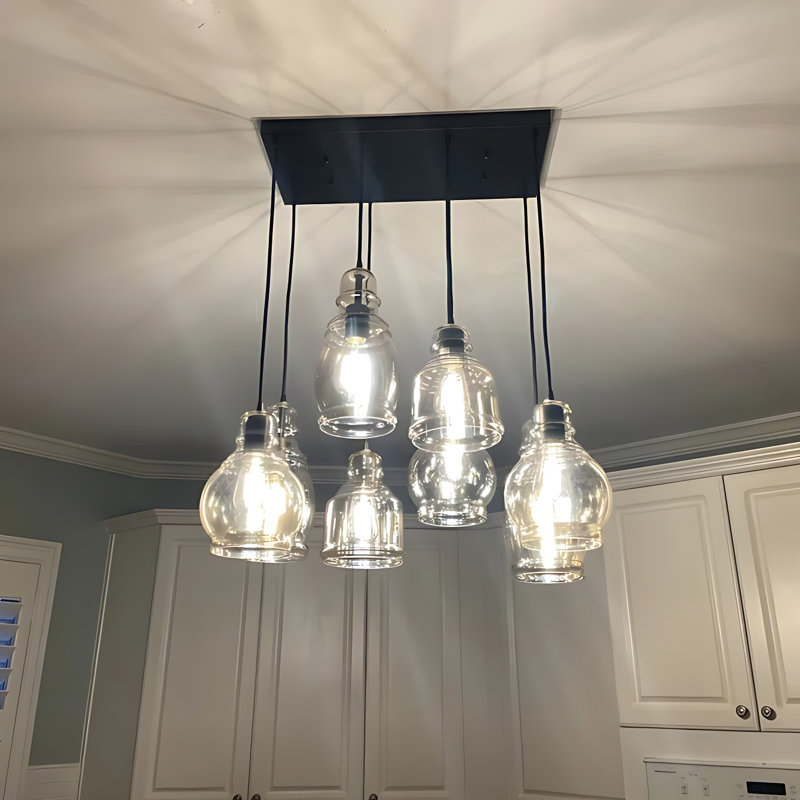  Luminaire suspendu à 8 lumières à intensité variable avec fini noir mat