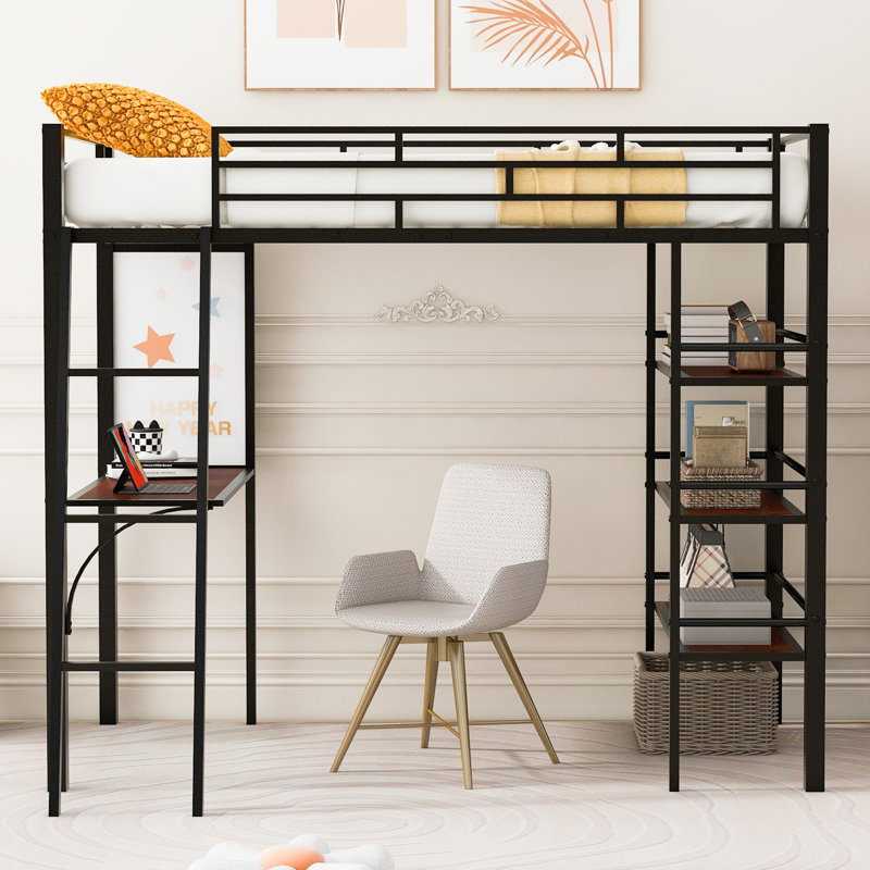 Maxson Kids Twin Loft Bed, Gray