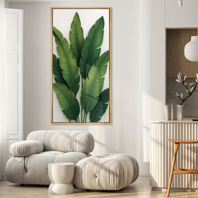 «Lush Green Tropical Leaves Botanical Extra Large», reproduction d'art sur toile encadrée