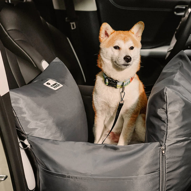  Lit voiture imperméable pour chien First Class, gris anthracite, Gris