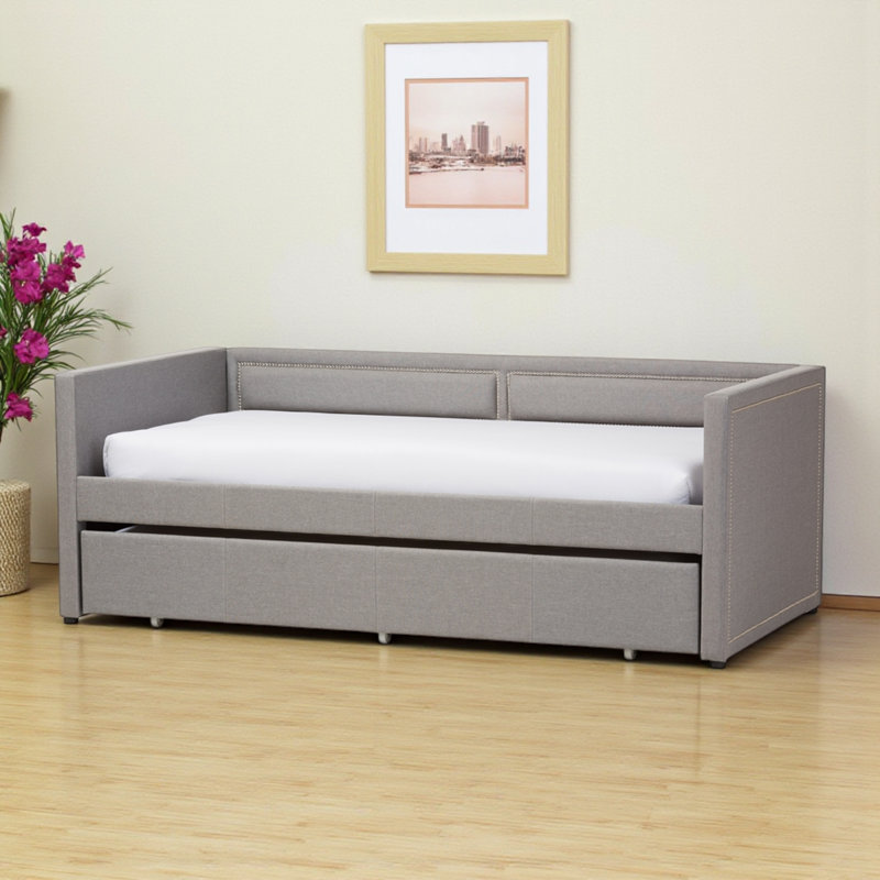 Arys Twin Size Upholstered Daybed with Trundle, 30.03'' H X 42.12'' W X 83.27'' L