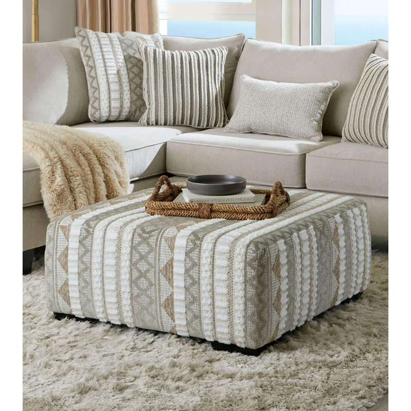 Repose-pieds en bois massif de style contemporain avec pieds fuselés noirs beige / ivoire