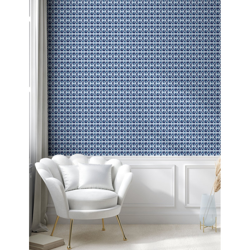 Rouleau de papier peint Kristiansand, Bleu azur pâle, indigo, L 100 po x l 13 po