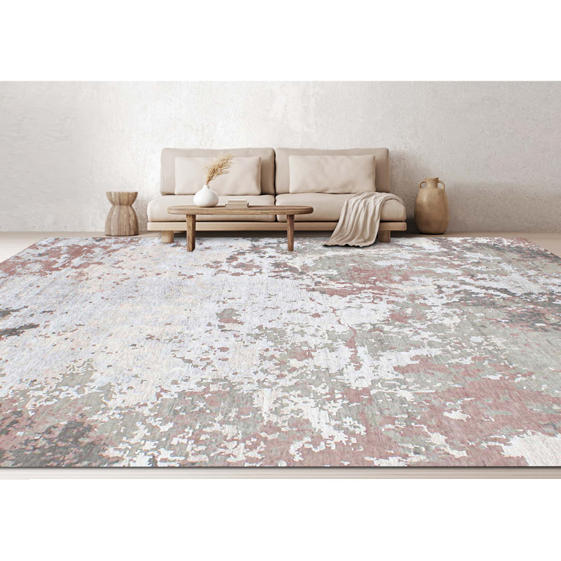 Area Rug in Silver/Pink, Rectangle 9' x 12'