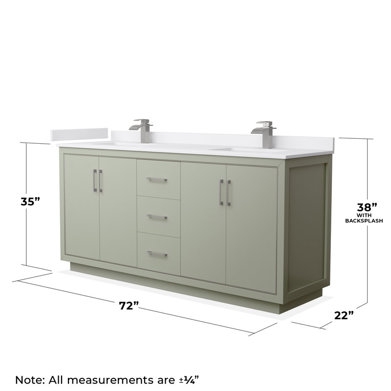 Icon 72" Double Bathroom Vanity Set, Brushed Nickel, White, Light Green