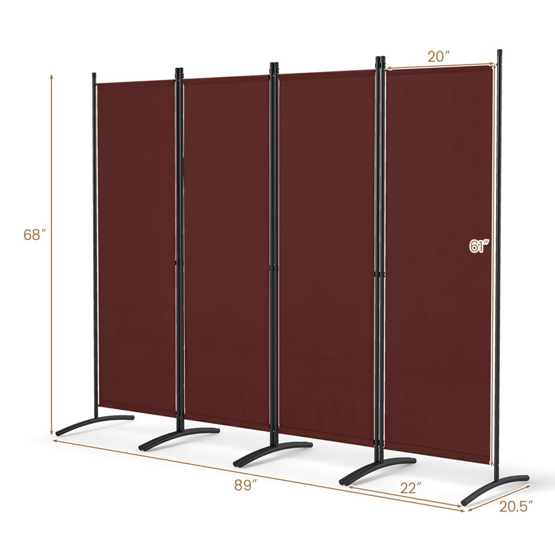 88 " W x 68 " H 4 - Panel Iron Folding, Coffee