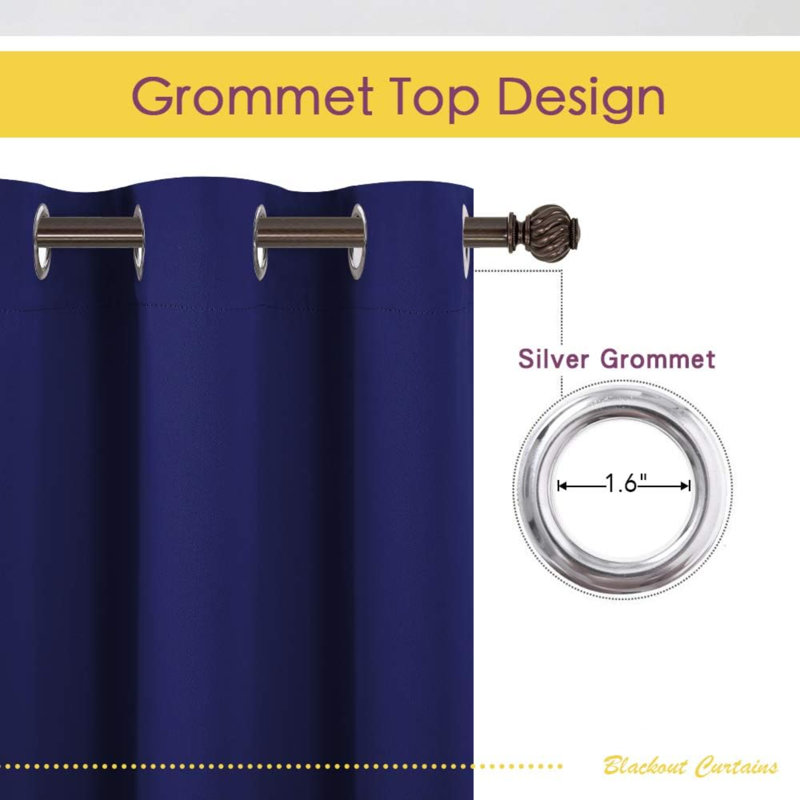 Blackout Curtain Pair, 42" W x 45" L, Navy Blue