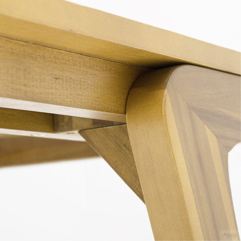 Table de salle à manger d'extérieur moderne, table de patio en bois d'acacia avec finition en teck - jardin résistant aux intempéries, ensemble de salle à manger près de la piscine pour 4 à 6 personnes