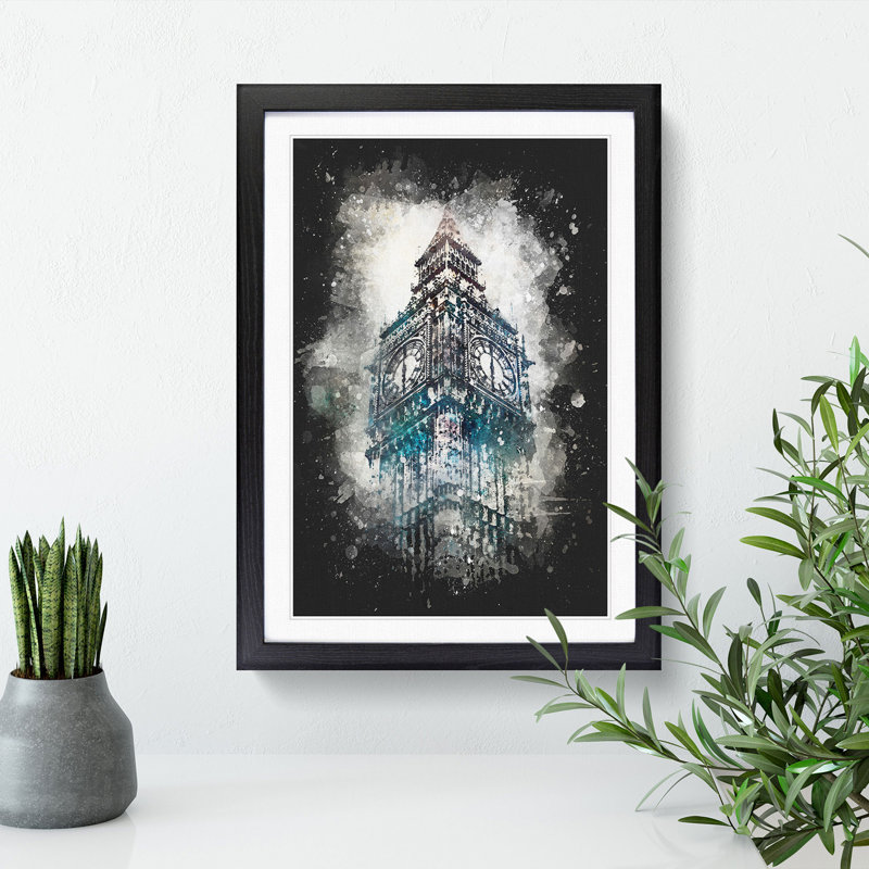Big Ben London - Picture Frame Graphic Art Print, 33cm H x 24cm W x 2cm D, Black Framed