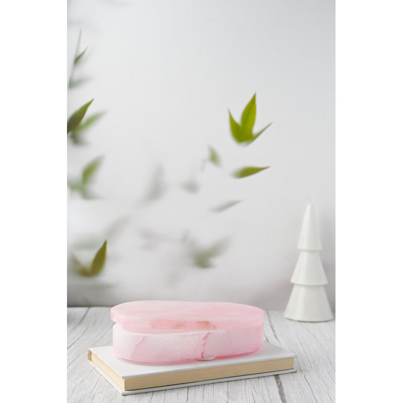 Boîte de présentation ovale rose albâtre, H 1,5 po x l 7 po x P 4 po