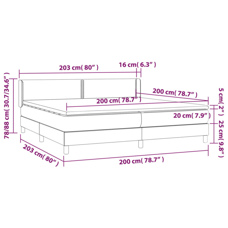 Alekos Single (3') Bed with Mattress, 200 x 200 cm, Plain with Nails, Dark Blue