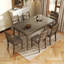 Ensemble de salle à manger rectangulaire rustique avec chaises à dossier échelle rembourrée, ensemble de table de cuisine de ferme-1347891002-1347890948-1347890949