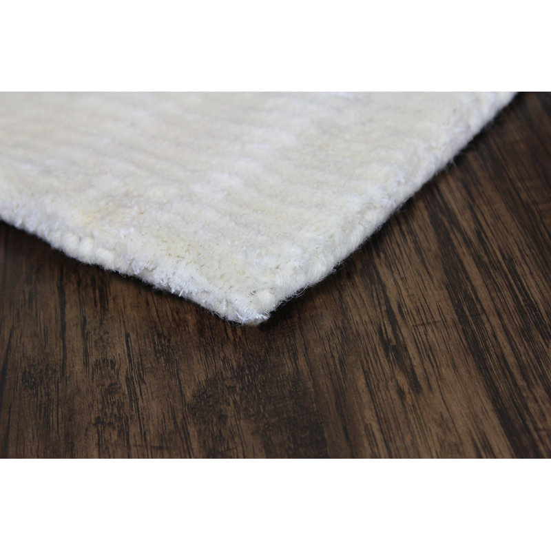 Tapis décoratif Ivoire en laine/soie Touffeté à la main Brigg, Rectangle 5 pi x 8 pi
