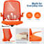 Chaise orange avec accoudoirs rabattables, chaise de bureau en filet respirant avec support lombaire, chaise d'ordinateur pivotante réglable-484902494