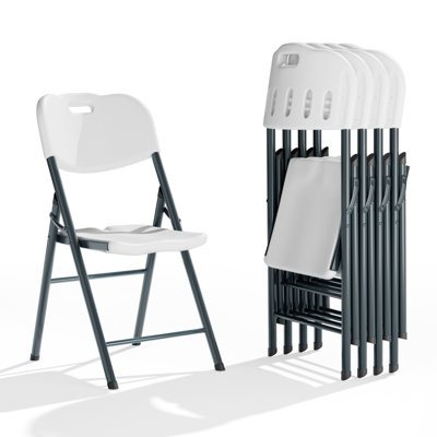Folding Chairs, 800lbs Capacity, Heavy-Duty Commercial Stackable Plastic Foldable Chairs for Indoor, Outdoor (White, 4 Pack)